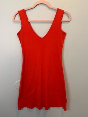 Victoria's Secret Tee Shop V-Neck Tank Dress 100% Cotton Orange Size Medium